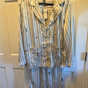 By Anthropology Silky Bejeweled PJ Set